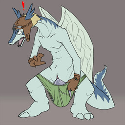 3_toes animal_genitalia anthro biped blue_body briefs brown_clothing brown_gloves brown_handwear claws clothed clothing egg exclamation_point feathered_wings feathers feet genital_slit genitals gloves green_briefs green_clothing green_underwear hair handwear male open_mouth oviposition sharp_teeth solo surprised teeth toe_claws toes underwear wings crackajackin legendz mythology shiron dragon mythological_creature mythological_scalie scalie 1:1 2010 digital_media_(artwork)