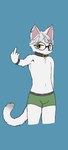 anthro armband black_collar bracelet buckled_collar clothed clothing collar ear_piercing ear_tuft eyewear fur glasses jewelry male partially_clothed piercing solo spiked_armband spiked_bracelet spikes tuft underwear underwear_only wearing_glasses white_body white_fur samthecat domestic_cat felid feline felis mammal absurd_res hi_res