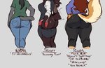 anthro big_butt bottomwear bottomwear_down brown_hair butt butt_focus clothed clothing denim denim_bottomwear denim_clothing female fluffy fluffy_tail fur grey_body grey_fur grey_hair group hair huge_butt jeans lineup mature_anthro mature_female multicolored_body multicolored_fur nude orange_body orange_fur pants pants_down partially_clothed rear_view red_body red_fur simple_background skirt tail tail_aside text thick_thighs tight_clothing two_tone_body two_tone_fur wide_hips yoga_pants inu-sama felicity_thomas_(the_dogsmith) kendra_(the_dogsmith) rhoda_(the_dogsmith) ailurid bird_dog canid canine canis domestic_cat domestic_dog felid feline felis golden_retriever hunting_dog mammal red_panda retriever 2021 absurd_res english_text hi_res