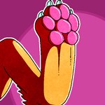 abstract_background ambiguous_gender claws feet feral foot_focus foot_shot fur glistening glistening_body glistening_fur glistening_pawpads orange_body orange_fur outline paw_shot pawpads paws pink_background pink_pawpads simple_background solo white_claws theenyface canid mammal 1:1 2022 aliasing cel_shading digital_drawing_(artwork) digital_media_(artwork) pixel_(artwork) shaded