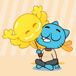 duo female floating food male male/female sharing_food simple_background sitting sitting_on_ground dm29 cartoon_network pocky pocky_and_pretz_day the_amazing_world_of_gumball gumball_watterson penny_fitzgerald domestic_cat felid feline felis mammal