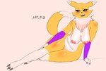 anthro big_breasts breasts female imminent_sex looking_at_viewer looking_pleasured pose smile solo thick_thighs artply bandai_namco digimon canid digimon_(species) mammal renamon digital_media_(artwork) hi_res pinup