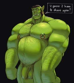 armpit_hair balls barazoku beard belly body_hair brown_hair ear_piercing ear_ring facial_hair fangs flaccid foreskin genitals green_body green_skin hair hairy humanoid_genitalia humanoid_penis humanoid_pointy_ears male manly muscular muscular_humanoid muscular_male nipple_piercing nipples not_furry pecs penis piercing pointy_ears pubes ring_piercing shoulder_hair slightly_chubby solo stubble teeth yellow_eyes razzper humanoid orc absurd_res hi_res