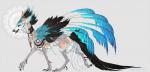 ambiguous_gender black_body black_feathers black_lips black_nose blue_body blue_feathers claws feathers feet feral fur lips quadruped solo standing talons toes nukerooster feonix 2015