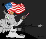 american_flag ar-15 burger eating feral flag food gunfire male politics roman_candle simple_background solo united_states_of_america thedrizzle404 mythology drizzle_(oc) fan_character avian gryphon mythological_avian mythological_creature animated digital_media_(artwork) short_playtime