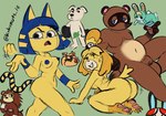 3_toes all_fours anthro areola ass_up balls bells_(animal_crossing) belly beverage big_balls big_butt biped black_eyes blonde_hair blue_areola blue_eyes blue_eyeshadow blue_nipples bob_cut bodily_fluids breasts brown_body brown_hair butt claws countershade_belly countershading eyeshadow fanning feet female flaccid foreskin frown genitals gesture green_background green_body group guitar_case hair hair_bun hand_gesture hindpaw holding_beverage holding_glass holding_object leaf lidded_eyes looking_at_viewer looking_back looking_back_at_viewer makeup male markings medium_breasts midriff money_bag moobs navel nipples nude open_mouth open_smile pawpads paws penis pink_areola pink_nipples pink_pawpads presenting presenting_hindquarters reclining shaking_butt shooing simple_background slightly_chubby slightly_chubby_anthro slightly_chubby_male smile standing striped_markings striped_tail stripes sweat sweatdrop tail tail_markings toes walking white_body wide_hips yellow_areola yellow_body yellow_nipples kokopuff_kross animal_crossing nintendo ankha_(animal_crossing) isabelle_(animal_crossing) k.k._slider sable_able sasha_(animal_crossing) tom_nook_(animal_crossing) canid canine canis domestic_cat domestic_dog eulipotyphlan felid feline felis hedgehog lagomorph leporid mammal rabbit raccoon_dog shih_tzu tanuki toy_dog hi_res multiple_images signature