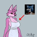 anthro apron apron_only big_breasts breasts brown_eyes cleavage clothed clothing fangame female fur no_clothing pink_body pink_fur solo artofcoyote mary's_arcade mary_(mary's_arcade) canid canine fox mammal 1:1 digital_drawing_(artwork) digital_media_(artwork) meme