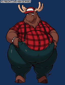 2_horns 5_fingers accessory anthro antlers barefoot baseball_cap belly big_belly bottomwear brown_body brown_fur clock clothed clothing feet fingers frown fully_clothed fur grumpy hand_on_belly hat headgear headwear hooves horn looking_at_viewer male moobs neck_tuft obese obese_anthro obese_male overweight overweight_anthro overweight_male pants pattern_clothing pattern_shirt pattern_topwear plaid plaid_clothing plaid_shirt plaid_topwear red_clothing red_shirt red_topwear shirt solo standing suspenders text thick_thighs topwear tuft watch wide_hips windowpane_plaid wristwatch nekocrispy patreon mac_(nekocrispy) deer mammal moose new_world_deer 2025 alpha_channel colored digital_drawing_(artwork) digital_media_(artwork) url