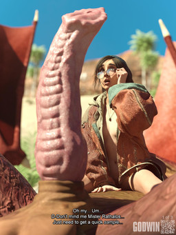 bestiality big_penis bottomless breasts clothed clothing dialogue duo erection eyewear female female_on_feral feral flared_penis genitals glasses huge_penis human_focus human_on_feral interspecies jacket jacket_only knot knotted_penis larger_male male male/female mostly_nude navel not_furry_focus penis ribbed_penis ridged_penis sitting_on_another size_difference small_breasts smaller_female solo_focus text topwear topwear_only godwin3d capcom monster_hunter mythology alma_(monster_hunter) dragon flying_wyvern human mammal mythological_creature mythological_scalie rath_wyvern rathalos scalie 3d_(artwork) digital_media_(artwork) hi_res