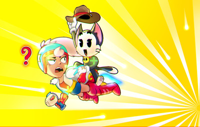 acting action_pose action_scene angry anthro armor big_eyes boots bottomwear bright_background clothing cowboy cowboy_hat duo energetic exaggerated_expression expressive_eyes female fire flying footwear fur glow_effect hair happy hat headgear headwear healing helmet holding_another holding_clothing holding_hat holding_headgear holding_headwear holding_object makeup male midair motion_trail multicolored_body multicolored_fur on_bottom on_top pink_hair pose question_mark red_boots red_clothing red_footwear riding rocket shoes shorts simple_background speed_lines stylized surprised toony vibrant_background yellow_background peludo brawl_stars supercell_(company) janet_(brawl_stars) kit_(brawl_stars) domestic_cat felid feline felis human humanoid mammal cel_shading colorful_theme digital_drawing_(artwork) digital_media_(artwork) digital_painting_(artwork) hi_res high_contrast painting_(artwork) shaded shaded_line_art wallpaper