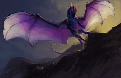 ambiguous_gender blue_body blue_scales cloud countershading detailed_background feral flying horn leaning membrane_(anatomy) membranous_wings mountain outside purple_body purple_horn purple_scales purple_skin scales sky solo spikes spines spread_wings sun sunrise tail wings allagar european_mythology mythology dragon mythological_creature mythological_scalie scalie western_dragon absurd_res hi_res