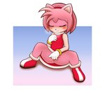 anus bodily_fluids bottomless breast_grab breasts breath clothed clothing eyes_closed female fingering genital_fluids genitals hand_on_breast masturbation nipple_outline pussy sitting solo spread_legs spreading sweat vaginal vaginal_fingering vaginal_fluids koufun sega sonic_the_hedgehog_(series) amy_rose hi_res