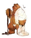 anthro brown_body brown_fur bulge clothing fur kemono male overweight overweight_anthro overweight_male shirt simple_background solo topwear underwear white_background nekomarudon tanukimaru bear mammal 2003 archived_source low_res