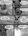 black_and_white bodily_fluids canid canine comic crying dialogue eevee english_text evolution evolution_(transformation) fangs female feral generation_1_pokemon glowing greyscale happy hi_res male mammal monochrome nintendo outside pokemon pokemon_(species) quadruped sibling_(lore) tderek99 tears teeth text transformation