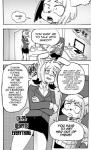 anthro clothed clothing comic computer cookie_(furryfight_chronicles) daigaijin dialogue duo electronics english_text female furryfight_chronicles hi_res lagomorph leporid mammal monochrome rabbit rodent saniko sciurid text tree_squirrel