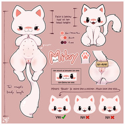 8_nipples :3 bedroom_eyes belly_nipples big_forehead big_head blush blush_lines border chart digitigrade directional_arrow dot_eyes eyelashes female feral fluffy fluffy_tail genitals height_chart how-to inner_labia length long_inner_labia long_tail lying measurements multi_nipple narrowed_eyes nipples on_back pawpads placard rear_view seductive simple_background simple_eyes sitting smile tail text vulva white_body white_border white_tail wide_hips wolps mitsy_(wolps) domestic_cat felid feline felis mammal 1:1 absurd_res english_text hi_res model_sheet signature