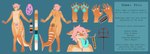 anthro balls barbel_(anatomy) belly blue_eyes blue_pawpads chastity_cage chastity_device color_swatch digitigrade feet fin forked_tongue genitals gills hair headphone_jack long_tongue male membrane_(anatomy) navel nude orange_body pawpads pelvic_fins penis pink_hair ring solo standing tail tail_fin tail_tattoo tattoo text text_box toes tongue tongue_out webbed_feet webbed_hands jufu gnosticism phio carpet_shark fish ginglymostomatid hybrid marine nurse_shark reptile scalie shark snake 2024 absurd_res digital_drawing_(artwork) digital_media_(artwork) english_text hi_res model_sheet