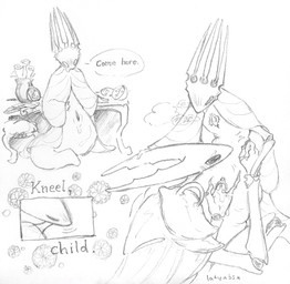 2_horns 2_panel_comic 4_horns ambiguous_gender anthro apode armor blush blush_lines bodily_fluids bottomless bottomless_anthro bottomless_taur breath cape clitoris clothed clothing dripping_vulva duo female female/ambiguous fingering flower furniture genital_fluids genitals hand_on_table holding_hips holding_horn holding_wrist horn kneeling legless looking_at_another looking_pleasured looking_up_at_partner loose_feather motion_lines multi_horn nodding parent_incest plant quill robe scroll simple_background size_difference stool sweat sweatdrop table text unknown_object vaginal vaginal_fingering vaginal_fluids vaginal_fluids_on_hand vase vessel vulva white_armor white_background white_body white_cape white_clothing white_eyes white_head white_pauldron white_robe latyabsx hollow_knight_(franchise) team_cherry hollow_knight_(character) pale_king_(hollow_knight) pure_vessel_(hollow_knight) arthropod arthropod_taur insect insect_taur taur 2024 absurd_res english_text graphite_(artwork) hi_res sketch traditional_media_(artwork) father_(lore) father_and_child_(lore) incest_(lore) male_(lore) nonbinary_(lore) parent_(lore) parent_and_child_(lore)