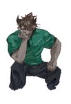 biped brown_body brown_fur clothed clothing fur horn male muscular simple_background solo white_background gao_53937056 lifewonders tokyo_afterschool_summoners catoblepas_(tas) bovid bovine mammal