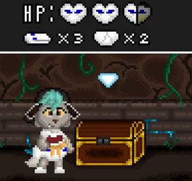 anthro backwards_baseball_cap backwards_hat baseball_cap bite bodily_fluids brown_eyes butt close-up close_up_panel clothed clothing curiosity diaper dungeon fur game_ui gameplay_mechanics genital_fluids green_hair grey_body grey_fur hair hat headgear headwear hurt_expression inside knockout male pantsless shaking_butt shirt solo tail teeth_showing topwear treasure_chest unclean_diaper urine used_diaper using_diaper wet_diaper wetting wetting_diaper white_clothing white_shirt white_topwear wounded young emham canid canine canis mammal mimic mimic_chest wolf animated digital_media_(artwork) no_sound pixel_(artwork) pixel_animation short_playtime webm