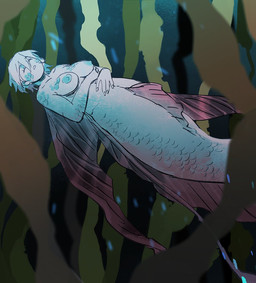 breasts casual_nudity female fin lying nipples on_back scales solo split_form tail underwater water starfleetrambo oskar_(starfleetrambo) marine merfolk oarfish oarfish_merfolk digital_media_(artwork) trans_(lore) trans_man_(lore)