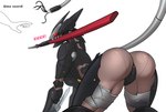 all_fours anthro anthrofied big_butt breasts butt crossgender dagger disembodied_hand duo female katana machine melee_weapon mtf_crossgender nude red_eyes sheathed_weapon simple_background solo_focus sword sword_in_mouth weapon white_background spacemaxmarine konami metal_gear blade_wolf canid canine lq-84_fenrir mammal robot hi_res