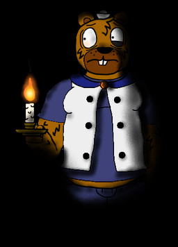 anthro bottomwear brown_body buckteeth candle clothing fur headgear headwear holding_candle holding_object male scared shirt shorts slightly_chubby solo t-shirt teeth topwear spidermastermind254 broadside_beach shipwrecked_64 bucky_beaver beaver mammal rodent digital_media_(artwork)
