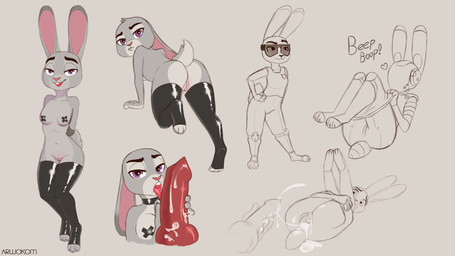 animal_genitalia animal_penis anthro armor ass_up bdsm big_penis bodily_fluids bondage bound breasts butt canine_genitalia canine_penis clothing cum cum_in_vagina cum_inside cum_on_penis cumshot disembodied_penis duo ejaculation eyewear female female_focus forced gaping gaping_vagina genital_fluids genitals glasses knot latex legwear levitating licking machine male male/female nipple_tape nude oral orgasm pasties penile penis penis_lick police seductive sex shy size_difference solo solo_focus stockings suit tape tongue tongue_out uniform vulva arwokom disney zootopia judy_hopps lagomorph leporid mammal rabbit robot 16:9 hi_res multiple_images sketch widescreen
