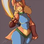 anthro clothed clothing female looking_at_viewer melee_weapon open_mouth simple_background solo sword weapon wide_hips coffeesheizen equid equine horse mammal sketch