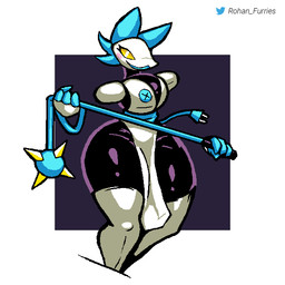anthro big_breasts blush bottom_heavy breasts clothing eyelashes female huge_hips huge_thighs legwear looking_at_viewer machine pose smile solo text thick_thighs thigh_highs twitter_logo whip wide_hips yellow_eyes rohan_furries deltarune twitter undertale_(series) tasque_manager darkner felid feline mammal robot 1:1 2022 aliasing digital_media_(artwork) hi_res pinup