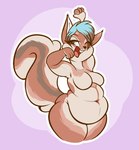 anthro back_rolls belly belly_rolls big_belly big_tail blue_eyes breasts buckteeth chubby_cheeks fat_rolls female fur hair multicolored_body multicolored_fur navel nude obese obese_female open_mouth overweight overweight_anthro overweight_female simple_background smile solo stretching tail teeth thick_thighs tongue wide_hips 4foxsakes nixie_(torqueempup) mammal rodent sciurid tree_squirrel 2024 colored digital_drawing_(artwork) digital_media_(artwork) hi_res