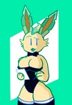 anthro anthrofied big_ears bow_(feature) bow_in_front bow_tie breasts bunny_costume clothing costume female leotard note_pad pen pokemorph solo taking_order thick_thighs waiter writing_utensil nukacolafloat nintendo pokemon eeveelution generation_4_pokemon humanoid leafeon pokemon_(species) hi_res