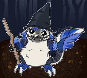 anthro chibi claws feathers female forest forest_background nature nature_background plant raptorial_(anatomy) solo tail toe_claws tree conhugo chimera dinosaur feathered_dinosaur feathered_scalie hyena mammal prehistoric_species reptile saurischian scalie theropod digital_media_(artwork) meme pixel_(artwork)