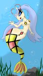 anthro blue_sclera breasts bubble convenient_censorship female fish_tail gills membrane_(anatomy) mostly_nude open_mouth seaweed serpentine small_breasts solo underwater water webbed_hands white_eyes elchuydra nintendo pokemon generation_3_pokemon milotic pokemon_(species) 2024 hi_res signature