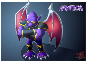 anklet anthro armor bracelet glowing glowing_eyes humanoid_pointy_ears jewelry male membrane_(anatomy) membranous_wings pointy_ears purple_body solo wings alexblastfire capcom demon's_crest gargoyle's_quest ghosts_'n_goblins demitron_(rexo_sauros) demon gargoyle red_arremer absurd_res hi_res