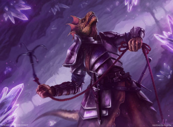 anthro armor belt crystal fin holding_grappling_hook holding_object holding_rope looking_up male open_mouth plate_armor rope scabbard solo tail david_astruga dungeons_and_dragons hasbro magic:_the_gathering wizards_of_the_coast dragonborn_(dnd) scalie hi_res official_art