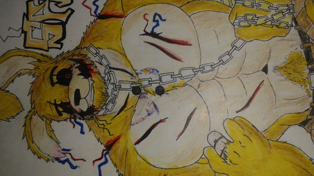 anthro black_sclera chain fur machine male muscular muscular_anthro muscular_male sideways solo yellow_body yellow_fur jjparty545 five_nights_at_freddy's five_nights_at_freddy's_3 scottgames springtrap_(fnaf) animatronic lagomorph leporid mammal rabbit robot 16:9 hi_res widescreen
