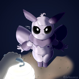 anthro darkness female first_person_view fluffy genitals glowing lamp looking_at_viewer night nipples nude outside standing vulva wings young inprogress arthropod insect lepidopteran moth absurd_res hi_res