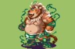 anthro belly bottomwear clothing green_background green_eyes humanoid_hands male navel overweight overweight_anthro overweight_male shorts simple_background solo nanadragon4 lifewonders tokyo_afterschool_summoners hombre_tigre_(tas) felid mammal pantherine tiger 2019 low_res