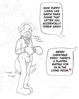 adolescent ambiguous_gender anthro blush blush_lines bondage_gear bondage_gloves candle christmas_tree clean_diaper clothed clothing collar detailed_background dialogue diaper diaper_under_clothing diaper_under_onesie floppy_ears handwear heart_symbol holidays legwear looking_down object_in_mouth offscreen_character onesie ornament pacifier pacifier_clip pacifier_in_mouth plant solo sound_effects speech_bubble standing stockings tail tail_motion tailwag text tree wearing_diaper young foxehhyz christmas canid canine canis domestic_dog mammal 2025 english_text full-length_portrait hi_res portrait sketch spot_color story story_in_description