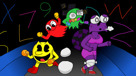 anthro athletic_wear bandage bandaged_knee bodily_fluids bottomwear boxing_gloves bra clothing exercise exhausted female footwear glitch group gym_bottomwear gym_shorts handwear letter male maze number pac-dot running shell shoes shorts smile sneakers sports_bra sweat underwear roxyreviews bandai_namco pac-man_(series) pac-man_256 blinky_(pac-man) glitchy_(pac-man_256) pac-man roxy_(roxyreviews) gastropod mollusk purple_sea_snail snail 16:9 hi_res shaded widescreen trans_(lore) trans_woman_(lore)