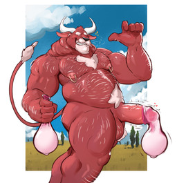 2_horns 5_fingers anthro areola arm_hair ball_tuft balls barazoku beard belly belly_hair biceps big_balls big_muscles big_penis biped black_nose bodily_fluids body_hair border breath chest_hair chest_tuft cloud condom covered_eyes cum day detailed_background erection eyebrows facial_hair filled_condom fingers fur genital_fluids genitals gesture glans grass grin grinning_at_viewer hairy hand_gesture heart_symbol holding_condom holding_filled_condom holding_object horn humanoid_genitalia humanoid_hands humanoid_penis inner_ear_fluff leg_hair looking_at_viewer male male_anthro manly mature_anthro mature_male musclegut muscular muscular_anthro muscular_male mustache nipple_piercing nipple_ring nipples nude nude_anthro nude_male outdoor_nudity outside overweight overweight_anthro overweight_male pecs penis piercing pink_areola pink_inner_ear pink_nipples plant pointing pointing_at_self pubes raised_arm red_body red_fur ring_piercing sexual_barrier_device shoulder_hair side_view sky smile smiling_at_viewer solo standing tail teeth thick_penis throbbing throbbing_penis tree tuft vein veiny_penis wearing_condom white_beard white_body white_border white_eyebrows white_facial_hair white_fur white_horn white_inner_ear_fluff white_mustache white_pubes white_tail dullaram vulto_(dullaram) bovid bovine cattle mammal digital_media_(artwork) portrait three-quarter_portrait