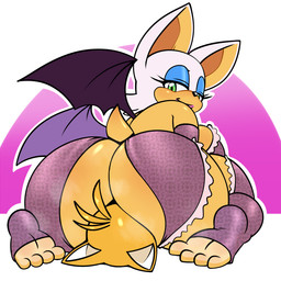 4_toes anthro armwear bat_wings bedroom_eyes big_breasts big_butt breasts bubble_butt butt butt_smother clothing dominant dominant_female duo elbow_gloves eyeshadow face_in_ass facesitting feet female female_facesitting_male fur glistening_eyelids gloves green_eyes handwear huge_butt legwear lidded_eyes lingerie looking_back makeup male male/female membrane_(anatomy) membranous_wings musk narrowed_eyes orange_body orange_fur seductive side_boob simple_background sitting sitting_on_another smile smiling_at_another smiling_at_partner smothering submissive submissive_male thigh_highs toes white_background white_body white_fur wings hyoumaru archie_comics sega sonic_the_hedgehog_(archie) sonic_the_hedgehog_(comics) sonic_the_hedgehog_(series) miles_prower rouge_the_bat bat canid canine fox mammal 1:1 2023 digital_media_(artwork) hi_res