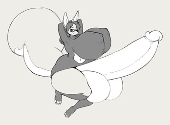 4_toes anthro balls big_balls big_breasts big_penis biped breasts erection feet genitals grey_background gynomorph gynomorph_anthro hair huge_balls huge_breasts huge_penis hyper hyper_balls hyper_breasts hyper_genitalia hyper_penis intersex intersex_anthro penis simple_background solo thick_thighs toes wide_hips angstrom canid canine fennec_fox fox mammal true_fox 2019 character_request digital_media_(artwork) hi_res