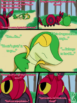 antennae_(anatomy) blush dialogue duo eyes_closed feral forest green_body green_scales leaf leaf_tail male outside plant scales scared sleep_talking tail tan_body tan_scales text tree unconscious yellow_body yellow_scales vanilla_road nintendo pokemon pokemon_mystery_dungeon spike_chunsoft team_plasma ivy_(vanilla_road) sam_(vanilla_road) arthropod generation_5_pokemon insect pokemon_(species) reptile scalie snake snivy venipede comic english_text hi_res