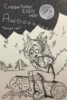 anthro awoo bonfire boots bottomwear cheek_tuft clothed clothing creamtober facial_tuft female fluffy fluffy_tail food footwear full_moon fully_clothed fur_on_end hair_on_end howl inner_ear_fluff log moon night outside pants plant scared shaking shoes shoulder_pads sitting sketchbook solo star tail tree trembling triangle_mouth tuft white_eyes wood x_eyes drachen_ritter xxlightningheartxx silphy aquatic canid canine fish fox mammal 2020 better_version_at_source hi_res irreplaceable_bvas pen_(artwork) sketch traditional_media_(artwork) unavailable_at_source