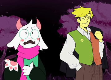 angry anthro character_reenactment clothed clothing duo fully_clothed gesture hand_gesture male outside plant pointing scarf tree mindboogling pokeninjager deltarune disney gravity_falls undertale_(series) flowery_(deltarune) ralsei bovid caprine goat human mammal animated short_playtime sound video
