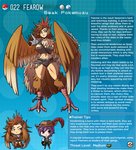 2020 alternate_species animal_humanoid anklet armor avian avian_humanoid big_breasts bottomwear breasts brown_hair chain clothed clothing description digital_media_(artwork) english_text fearow feathered_wings feathers female female_focus generation_1_pokemon hair hi_res hotpants humanoid humanoidized id_number information information_box information_section jewelry kinkymation long_hair nintendo number pokemon pokemon_(species) pokemon_humanoid pokemorph shorts side_cut signature simple_background solo species_description species_name species_sheet standing text text_box wings