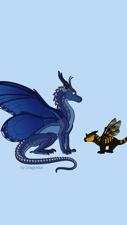4_wings ambiguous_gender arm_bite blue_background blue_body blue_eyes brown_eyes claws countershade_torso countershading duo feral finger_claws high-angle_view horn insect_wings long_neck long_tail low-angle_view multi_wing simple_background smile snout tail toe_claws wings yellow_background yellow_sclera kitradragonfox mythology wings_of_fire bumblebee_(wof) swordtail_(wof) dragon hivewing_(wof) mythological_creature mythological_scalie scalie silkwing_(wof) 9:16 animated english_audio hi_res short_playtime sound video