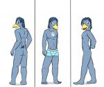 anthro butt clothed clothing male nude simple_background solo topless underwear white_background fuze texnatsu josh_oliver avian bird bluebird oscine passerine thrush_(bird) 6:5 absurd_res hi_res